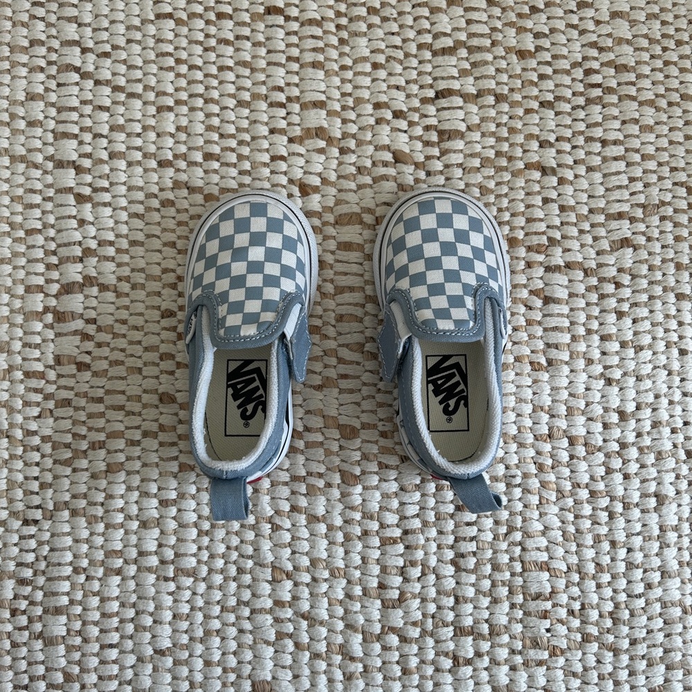Vans Toddler Classic Slip-On V Checkerboard Shoe - Dusty Blue - Size 5 Toddler